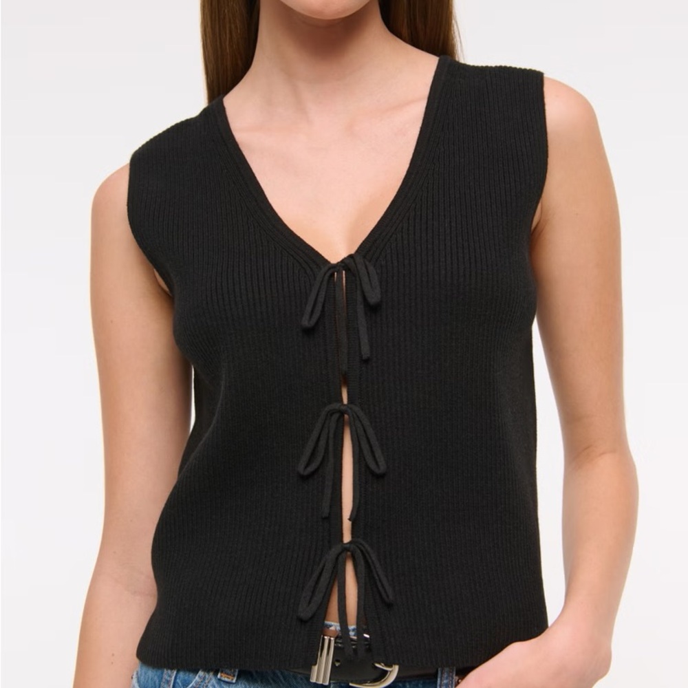 V neck Sweater Tie Front Tank